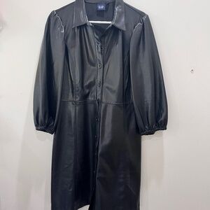 Gap Women’s Puff Sleeve Faux Leather Dress size L